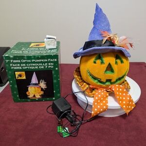 7" Fiber Optic Pumpkin Face Decoration